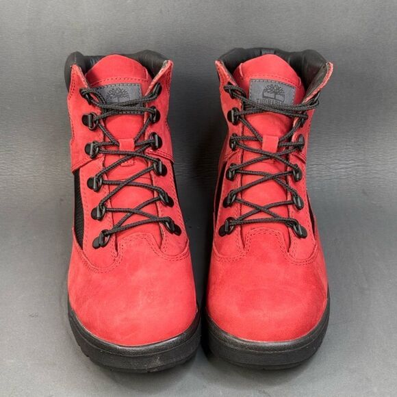 Timberland 6-Inch Waterproof Field Boot Red/Black Nubuck women size 7 - Picture 2 of 8
